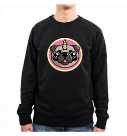 FELPA UOMO PUG UNICORN PINK CUTE FUNNY SWEETIES ANIMAL NEMIM