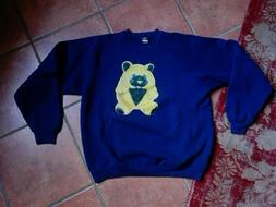 Felpa Uomo Sweater Mens Blue Navy L/XL Teddy Bear Puppet Car