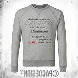 FELPA UOMO WORD FUNNY IRONIC HAPPY 7 NANI WORK VINTAGE HAPPI
