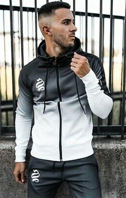 FELPA UOMO ZIP E CAPPUCCIO COLORE NERO E BIANCO -SALDI