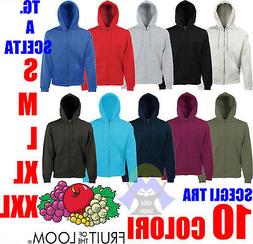 FELPA Uomo ZIP E CAPPUCCIO Cotone FRUIT OF THE LOOM Felpata 