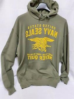 FELPA VERDE CON CAPPUCCIO NAVY SEALS TAGLIA L UNITED STATES 