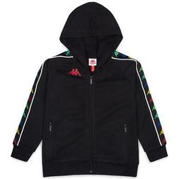 KAPPA FELPA ZIP CON CAPPUCCIO NERO ROSSO 34124WW1