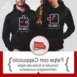 Coppia Cappuccio Puzzle Cuore Heart Regalo Fidanzati San Val