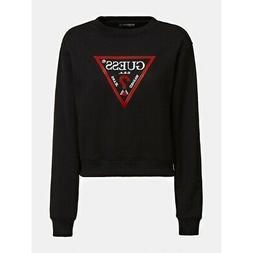 Senza Cappuccio Donna Guess Vinyl Triangle Fleece Nero W0bq0
