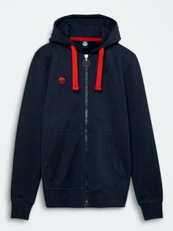 Uomo Blue E Verde Con Cappuccio E Chiusura Zip 100% Cotone O
