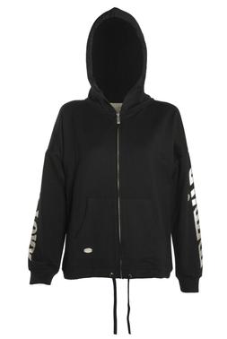 Givova Giacca Felpa da Donna con zip Nera in Cotone French T