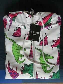 Giacca felpa sportiva uomo stampa dinosauri zip cappuccio co