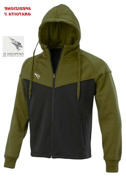 giacca maglia felpa uomo con cappuccio pile divisa militare 