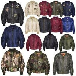 Giacca per Bambini Ragazze Bomber Imbottito Zip Biker Jackte