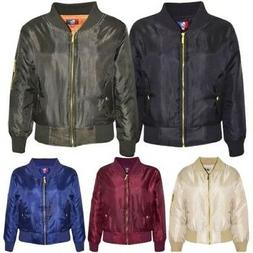 Giacca per Bambini Ragazze Bomber Imbottito Zip Biker Jackte
