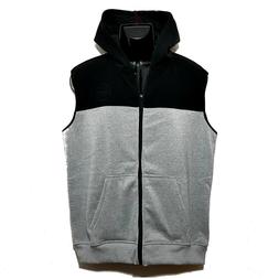 Gilet Felpato Felpa Giacca con Cappuccio senza Maniche Nero-