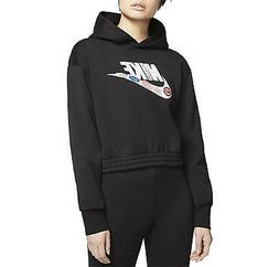 NIKE ICON PATCH CROP FELPA CON CAPPUCCIO DONNA NERA CJ203401