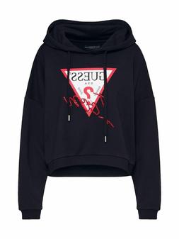 GUESS Jeans Triangolo Icon Logo Felpa Paillettes Nero Rosso 