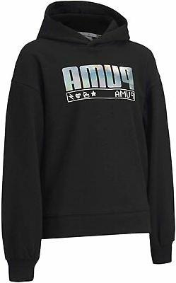 105934 PUMA Alpha Hoodie FL G, Felpa Bambina, Nero, 5-6Y