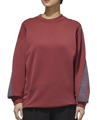3 stripes wording crew felpa donna bordeaux