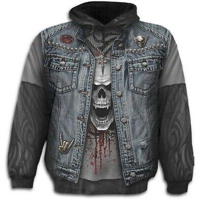 abbigliamento thrash metal allover black felpa tg