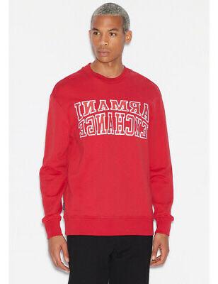 armani exchange felpa uomo rossa girocollo scritta