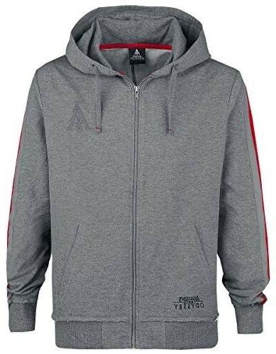 assassin s creed felpa zip cappuccio grigia