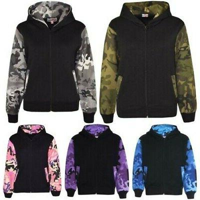 bambini giacche pile camouflage felpa con cappuccio