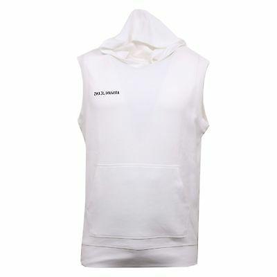 c7374 felpa senza maniche uomo jeans bianco