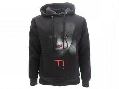 clown it felpa cappuccio nera faccia sorriso