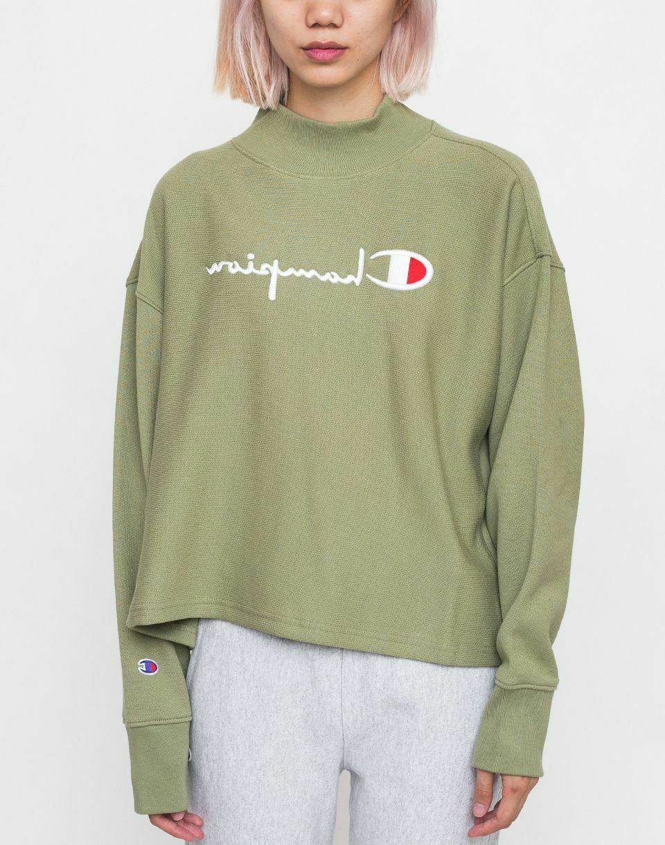 collo alto felpa donna luce verde oliva