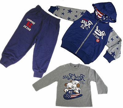 completo tuta jogging felpa 3 pezzi bambino