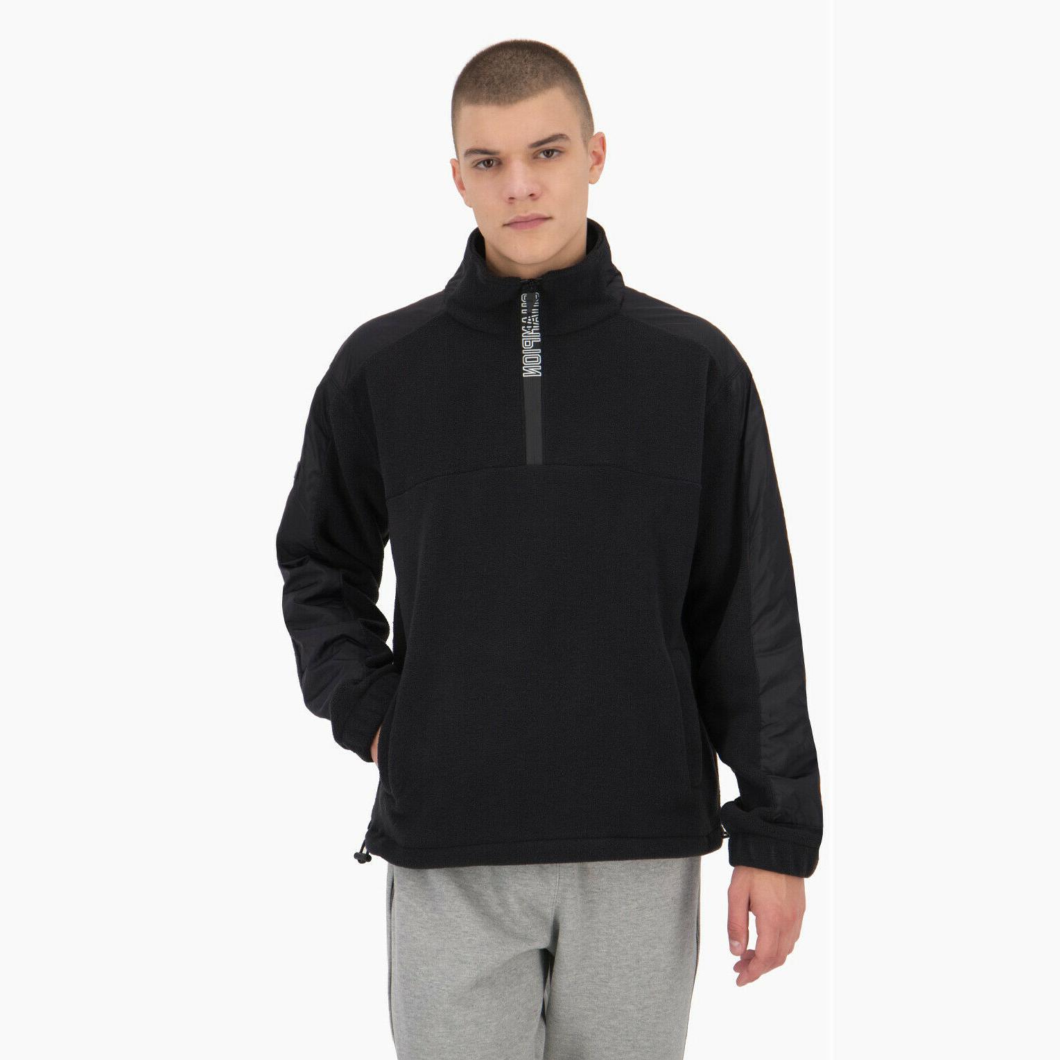 con cappuccio mezza zip pile uomo nero