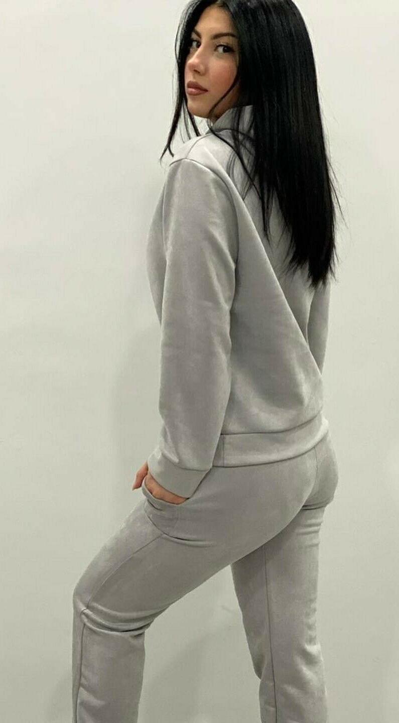 coordinato tuta donna scamosciata grigio argento maglia