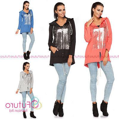 da donna asimmetrico felpa cappuccio con zip