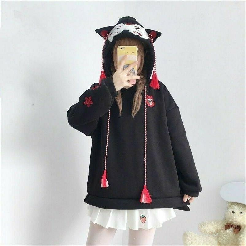da donna o ragazza giapponese gatto felpa