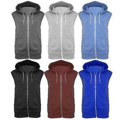 da uomo senza maniche cappuccio zip felpa