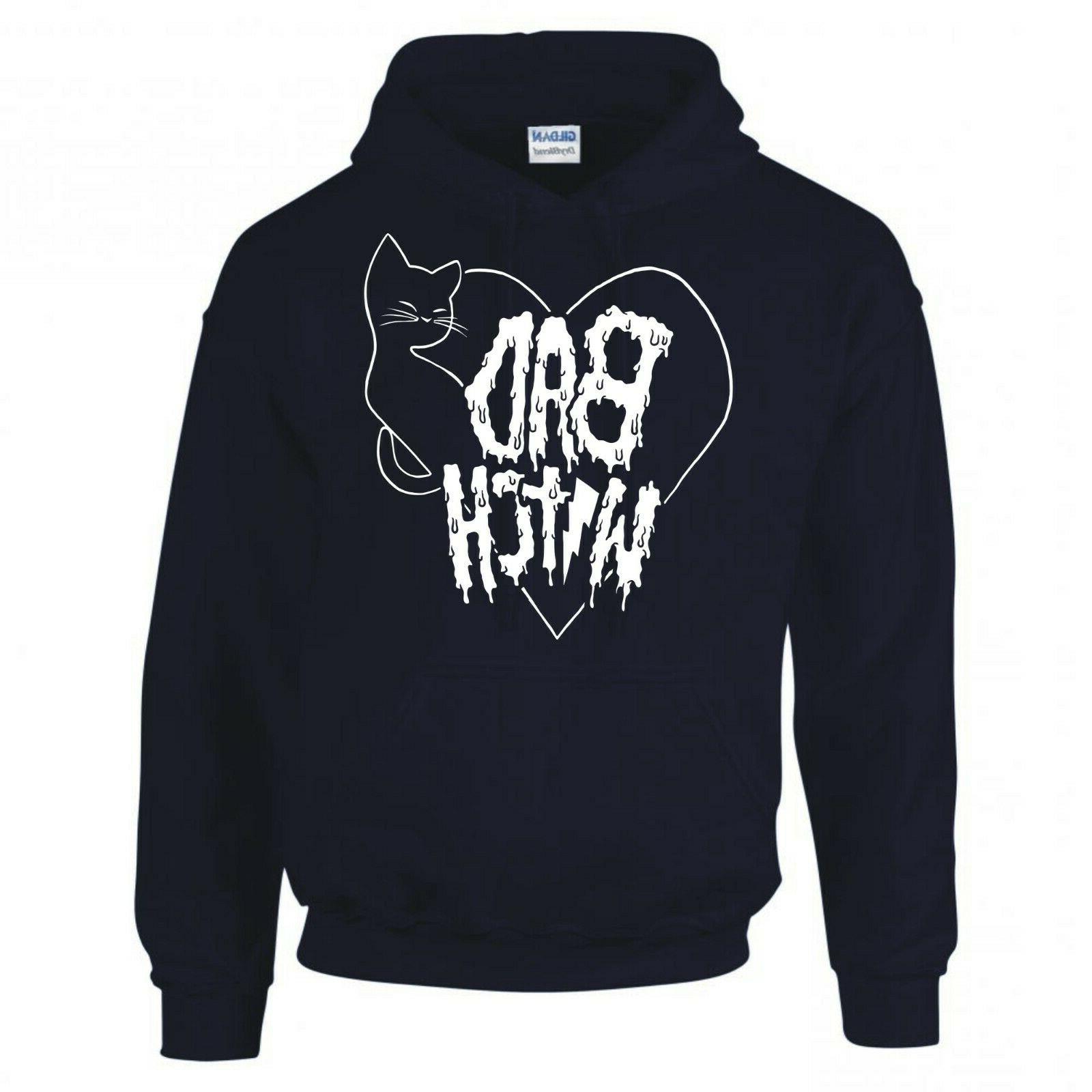 divertente goth bad strega felpa con cappuccio
