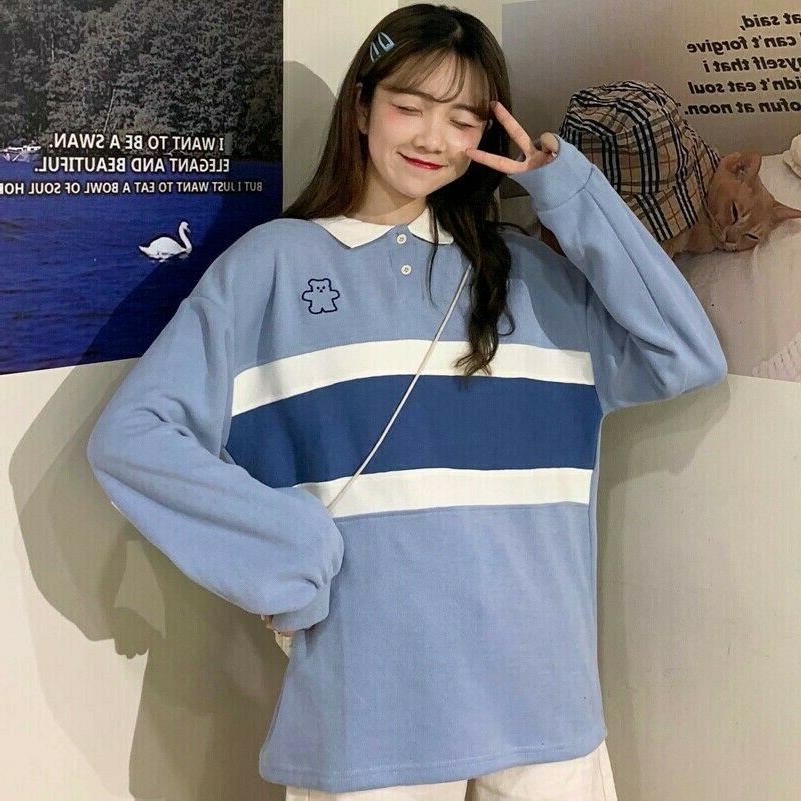 donna bambina polo felpa maglia pullover carino