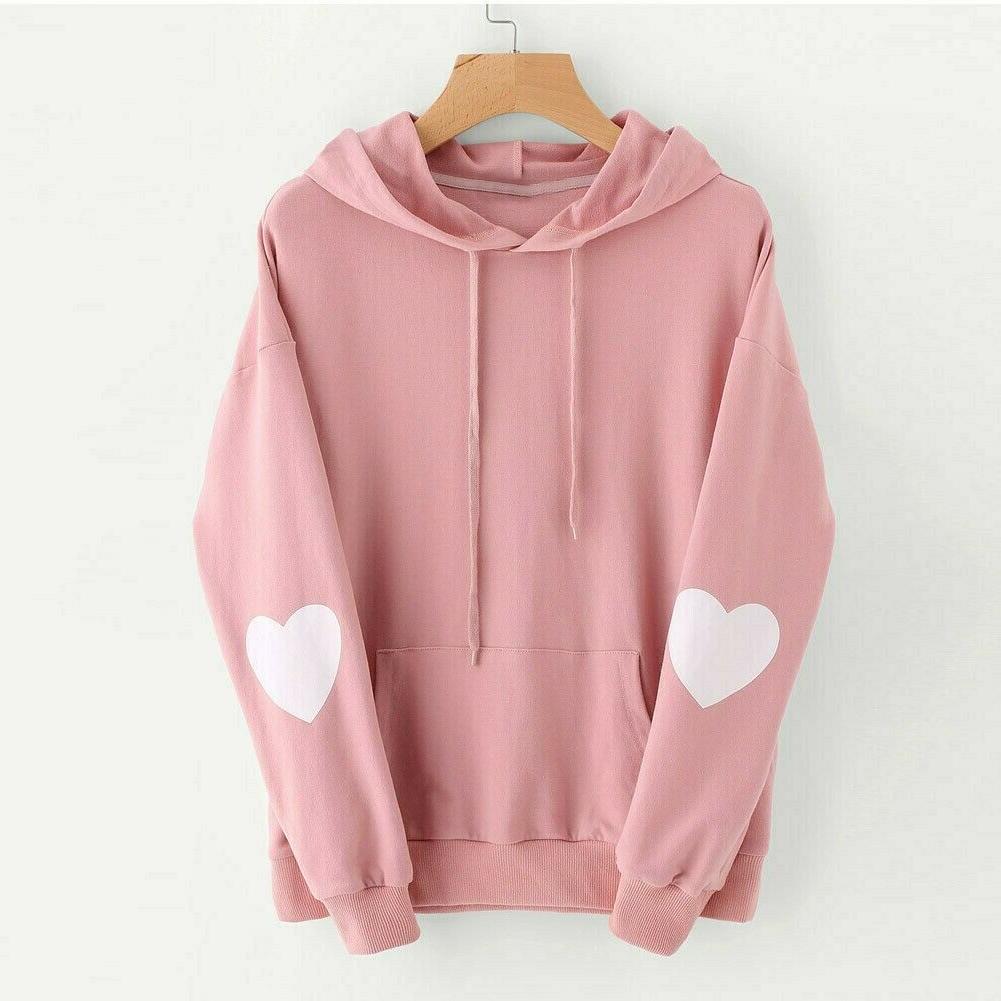 donna cuore felpe con cappuccio felpa carino