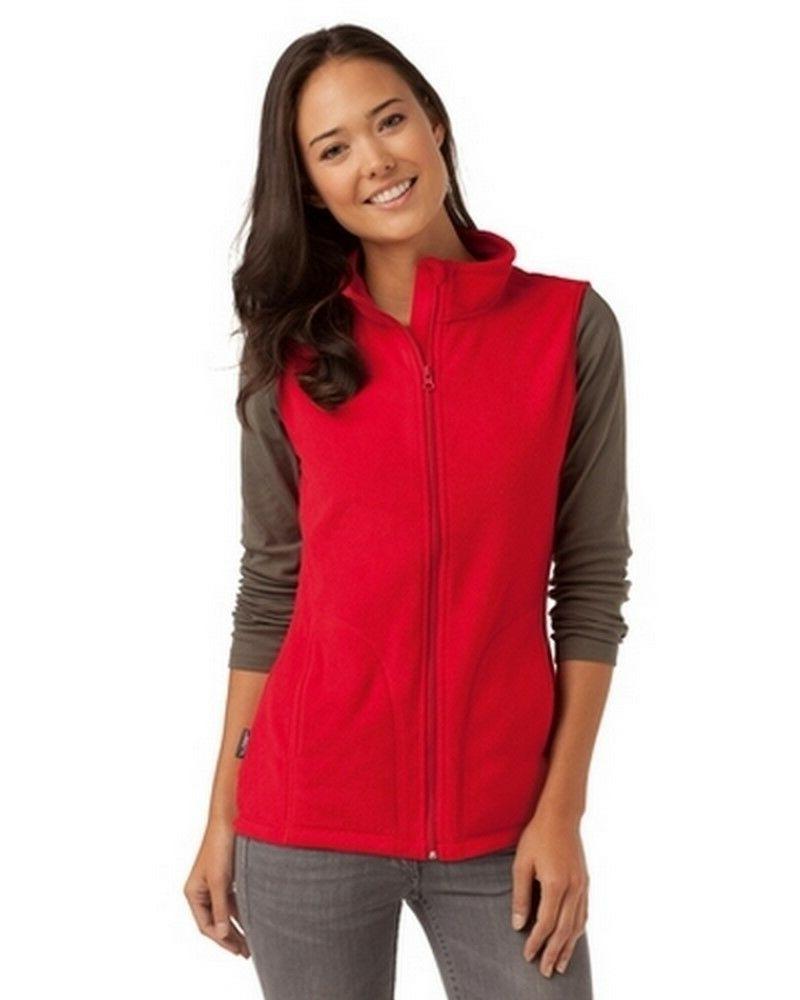 donna gilet micropile zip lunga rosso st5110
