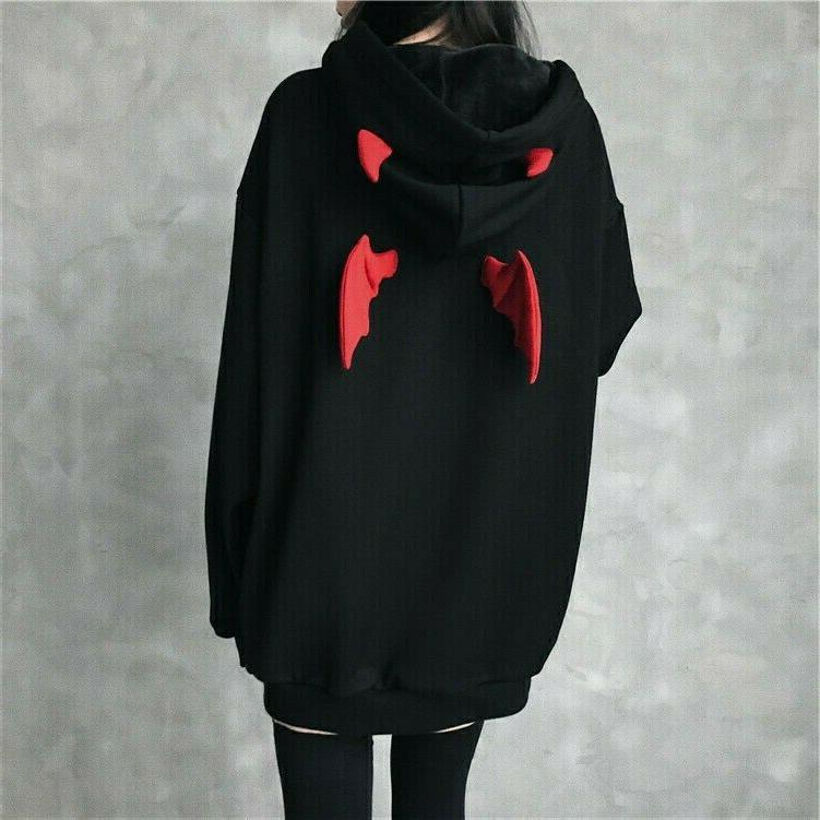 donna kawaii felpa con cappuccio harajuku demone