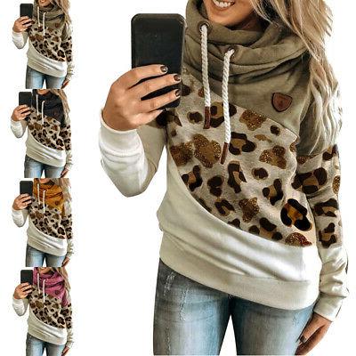 donna leopardato larga con cappuccio manica lunga