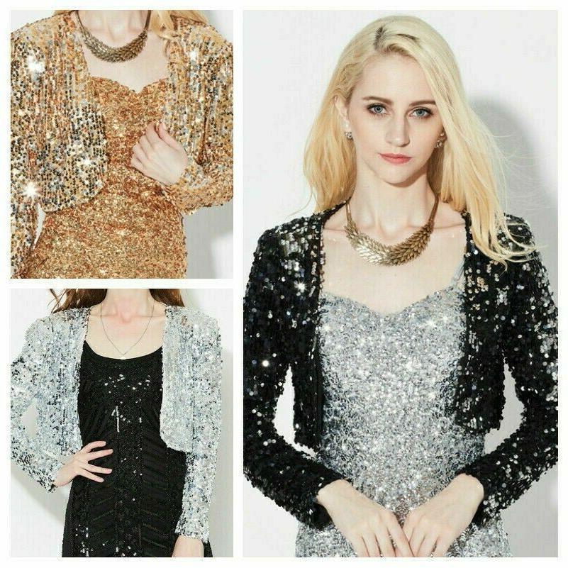 donna lustrini cardigan corto cappotto giacca manica