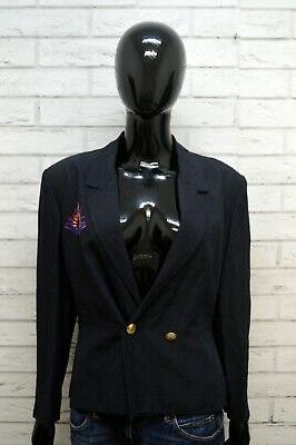 donna m giacca blu in lino cappotto