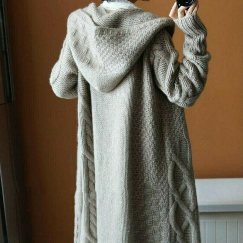 donna maglione felpa con cappuccio maglia cappotto