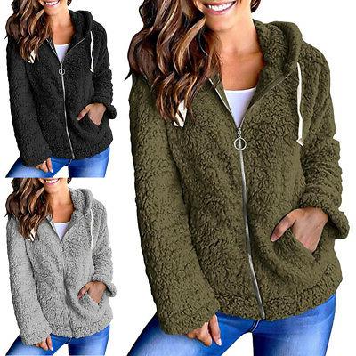 donna orsacchiotto cappotto soffice giacca con cappuccio