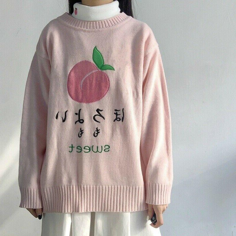 ragazze ricamato maglione pullover top carino kawaii