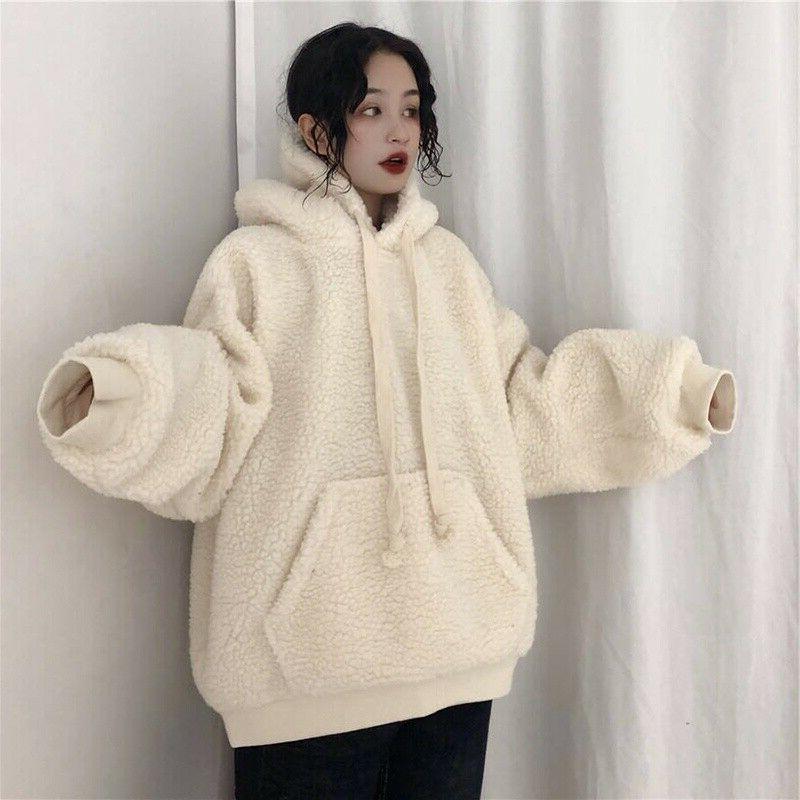 donna simil cappotto in pile bianco maglione