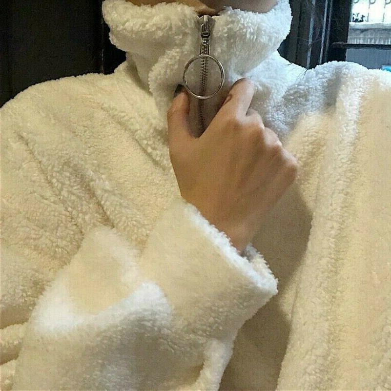 donna soffice pile maglione felpa con cappuccio