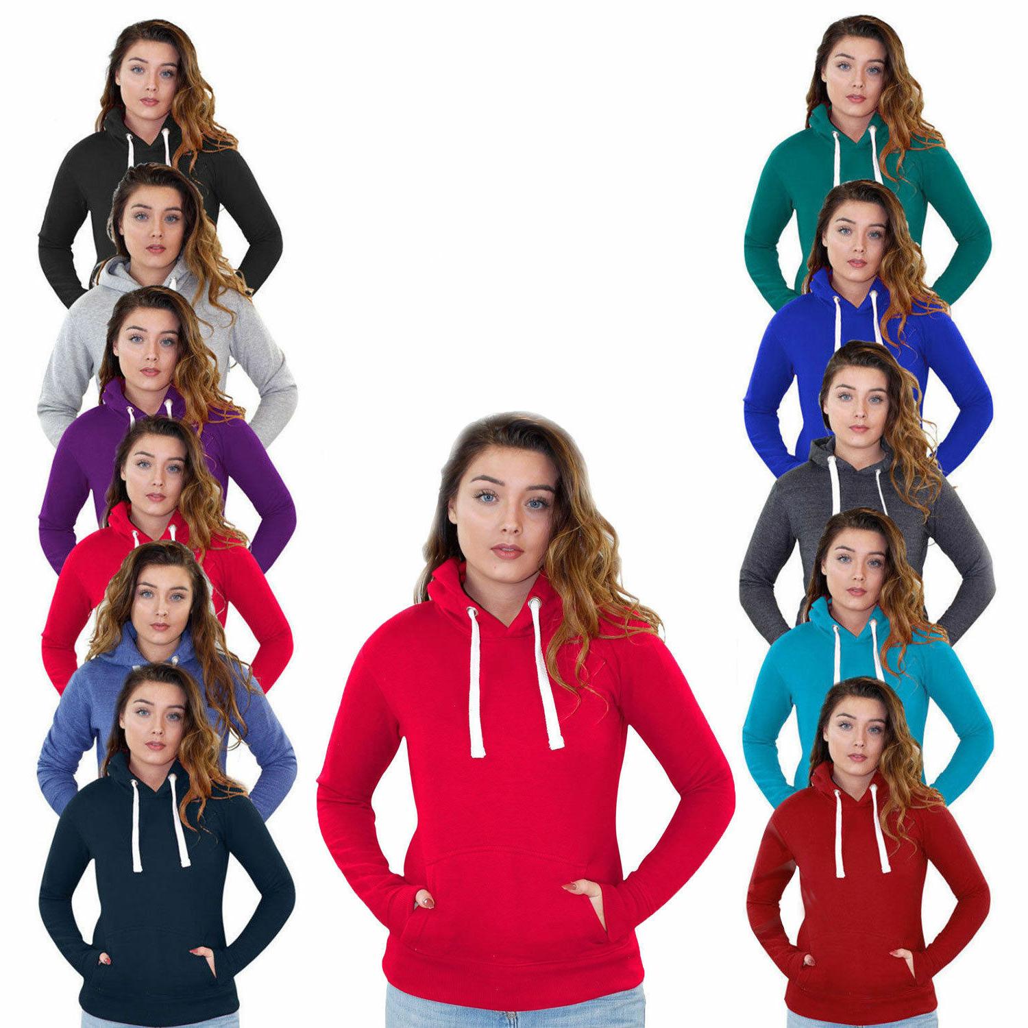donna tinta unita felpe con cappuccio pullover
