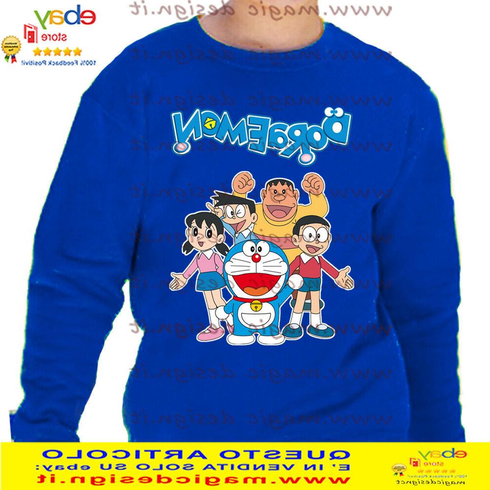 doraemon gatto spaziale nobita felpa raglan girocollo