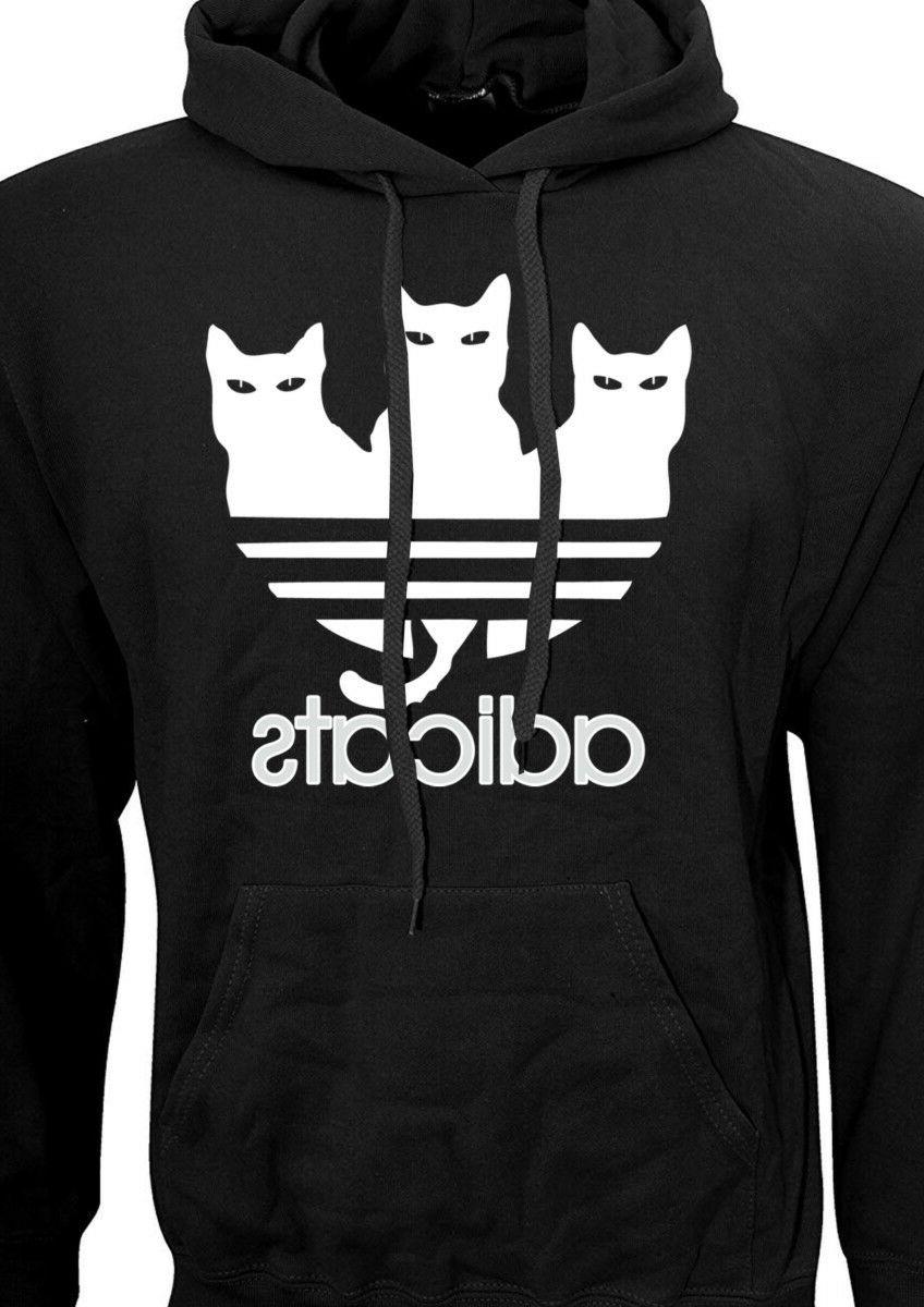 felpa adicats adidas fake logo gatti nera