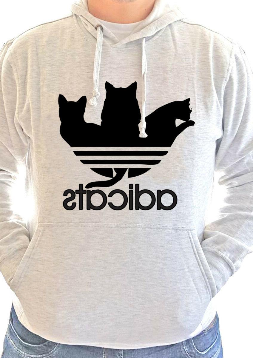 felpa adicats adidas fake logo gattini grigia